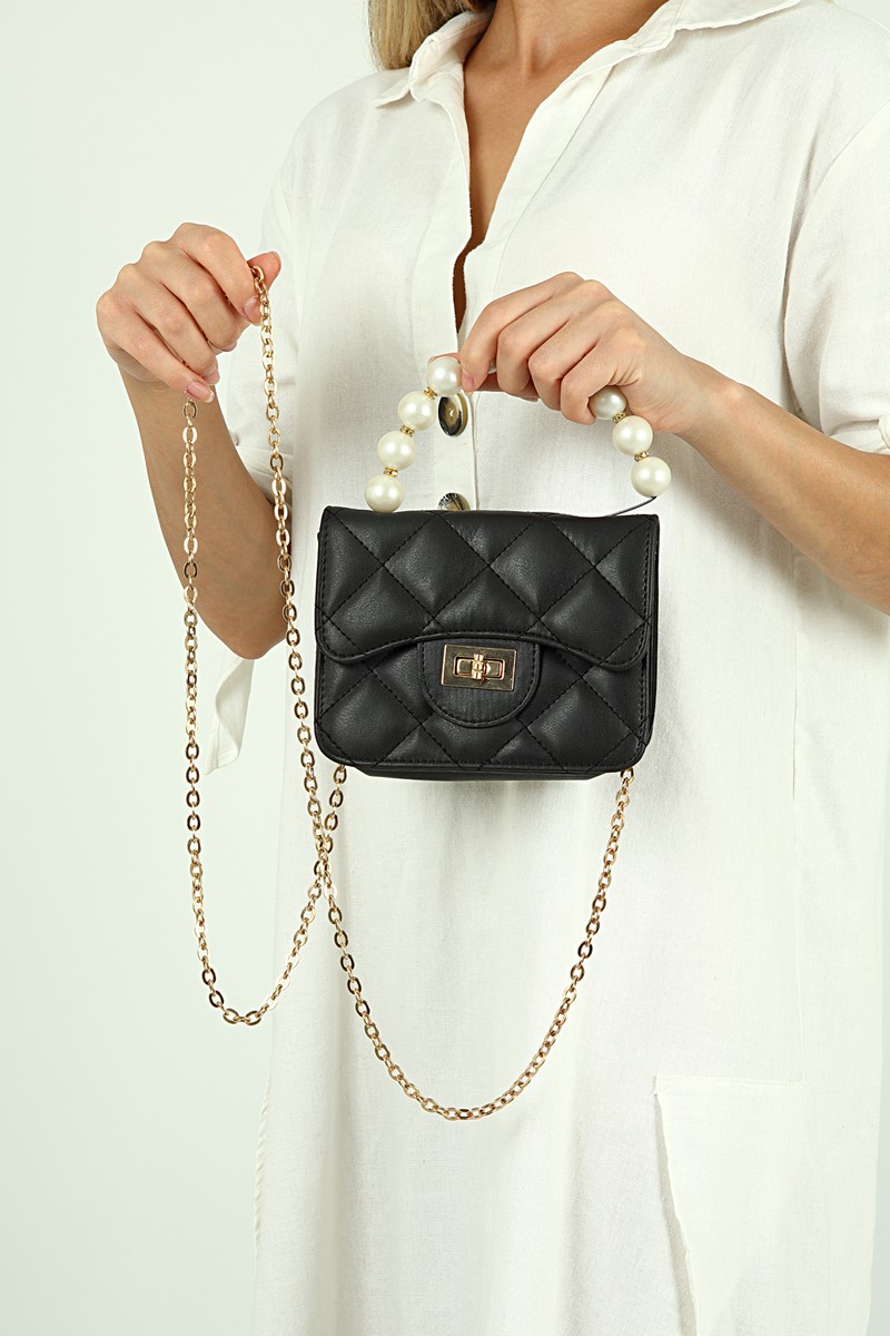 Forentina Kadın Siyah Baklavalı Omuz Çantası PS2037