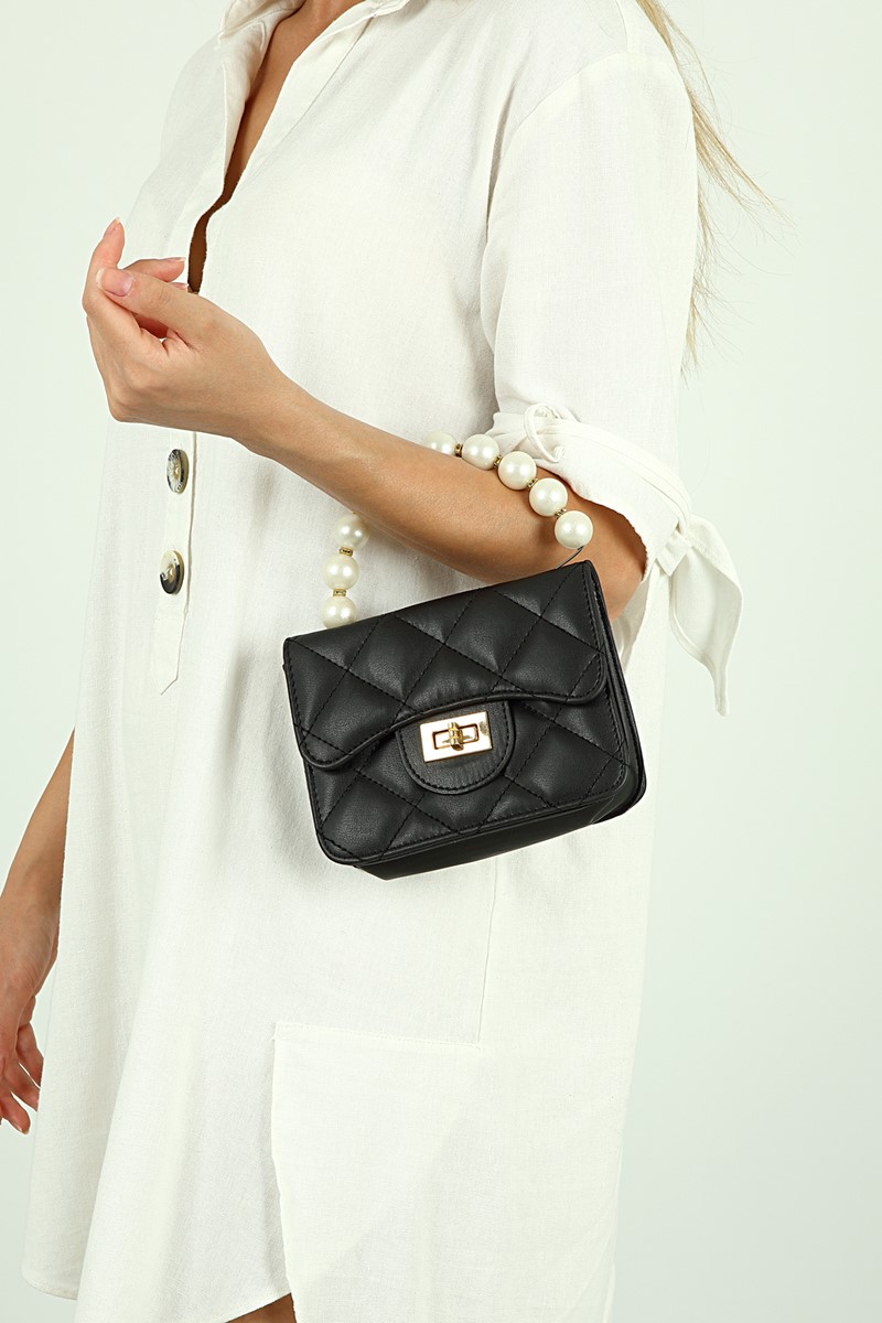 Forentina Kadın Siyah Baklavalı Omuz Çantası PS2037