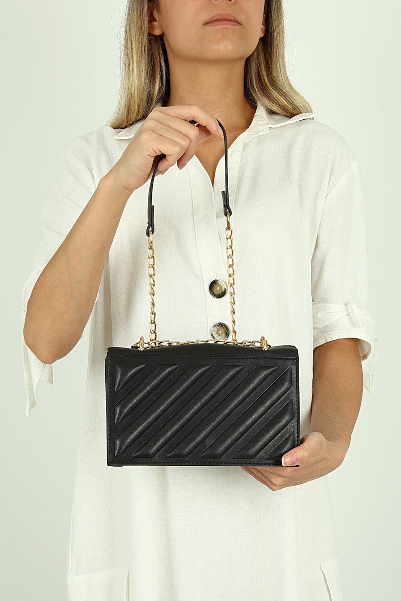 Forentina Siyah Kadın Askılı Tasarım Omuz Çantası PS2056