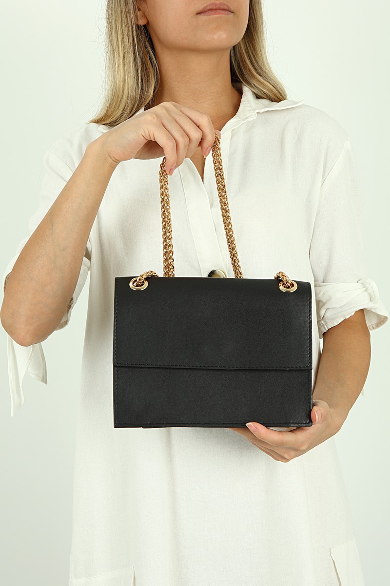 Forentina Kadın Siyah Askılı Omuz Çantası PS2076