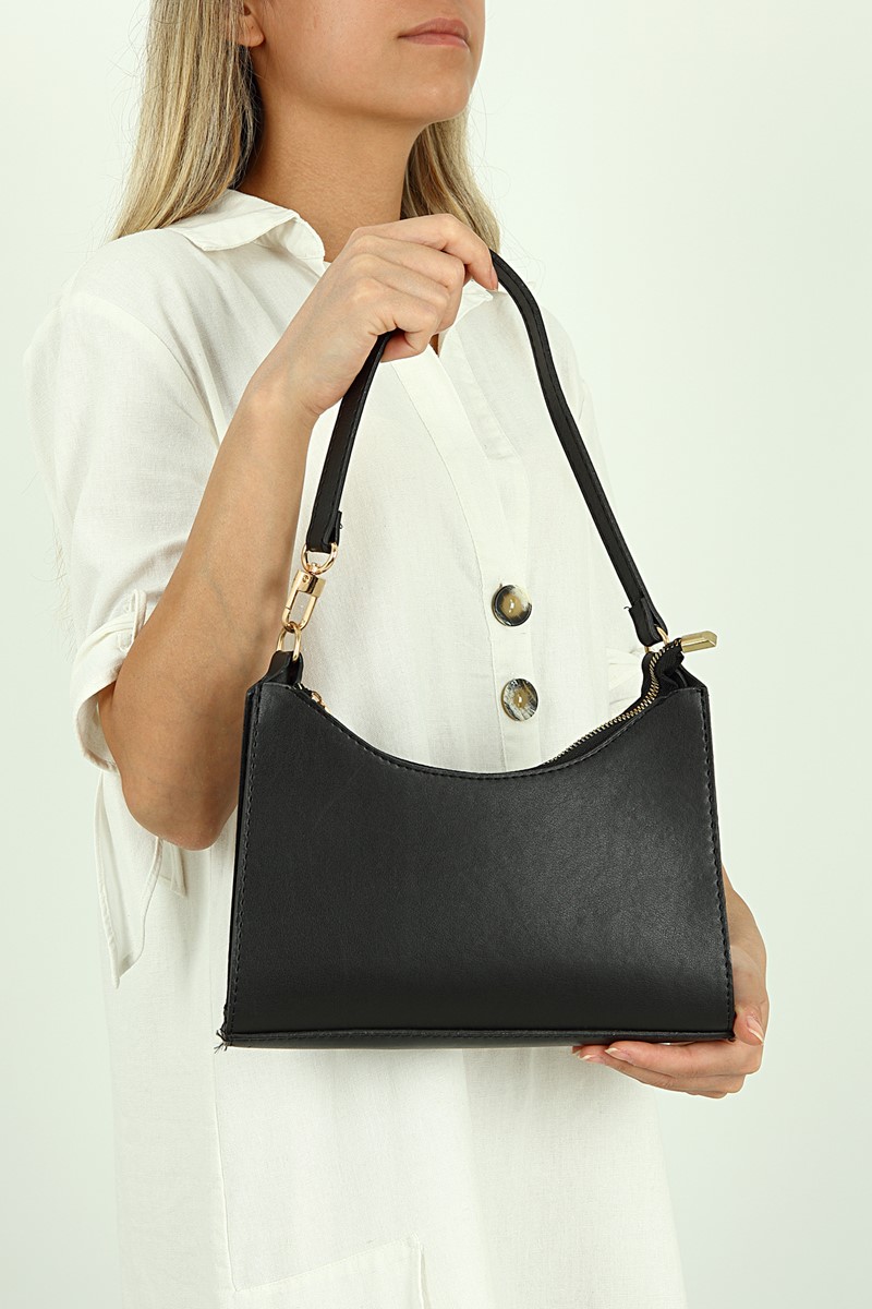 Forentina Kadın Siyah Askılı Omuz Çantası PS2078