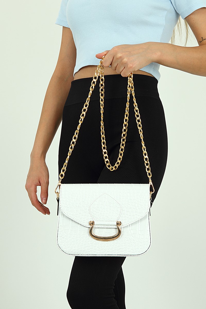 Forentina Kadın Beyaz Askılı Omuz Çantası PS2080