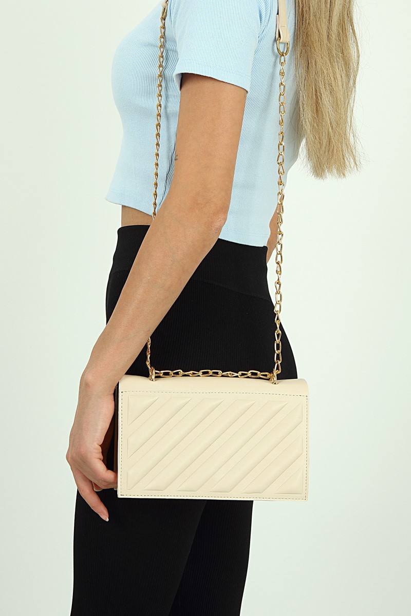 Forentina Krem Kadın Askılı Omuz Çantası PS2084