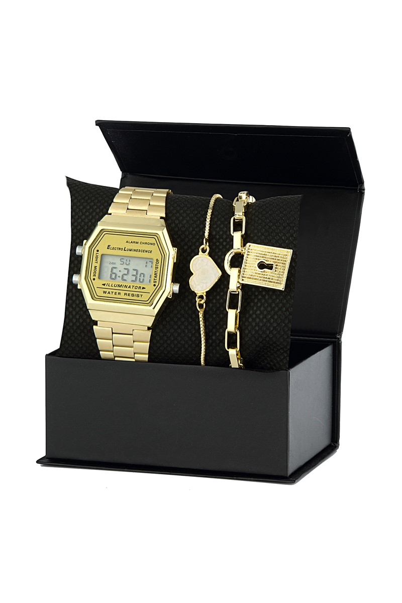 Forentina Kadın Digital Kol Saati - Bileklik Kombin Set PS2109