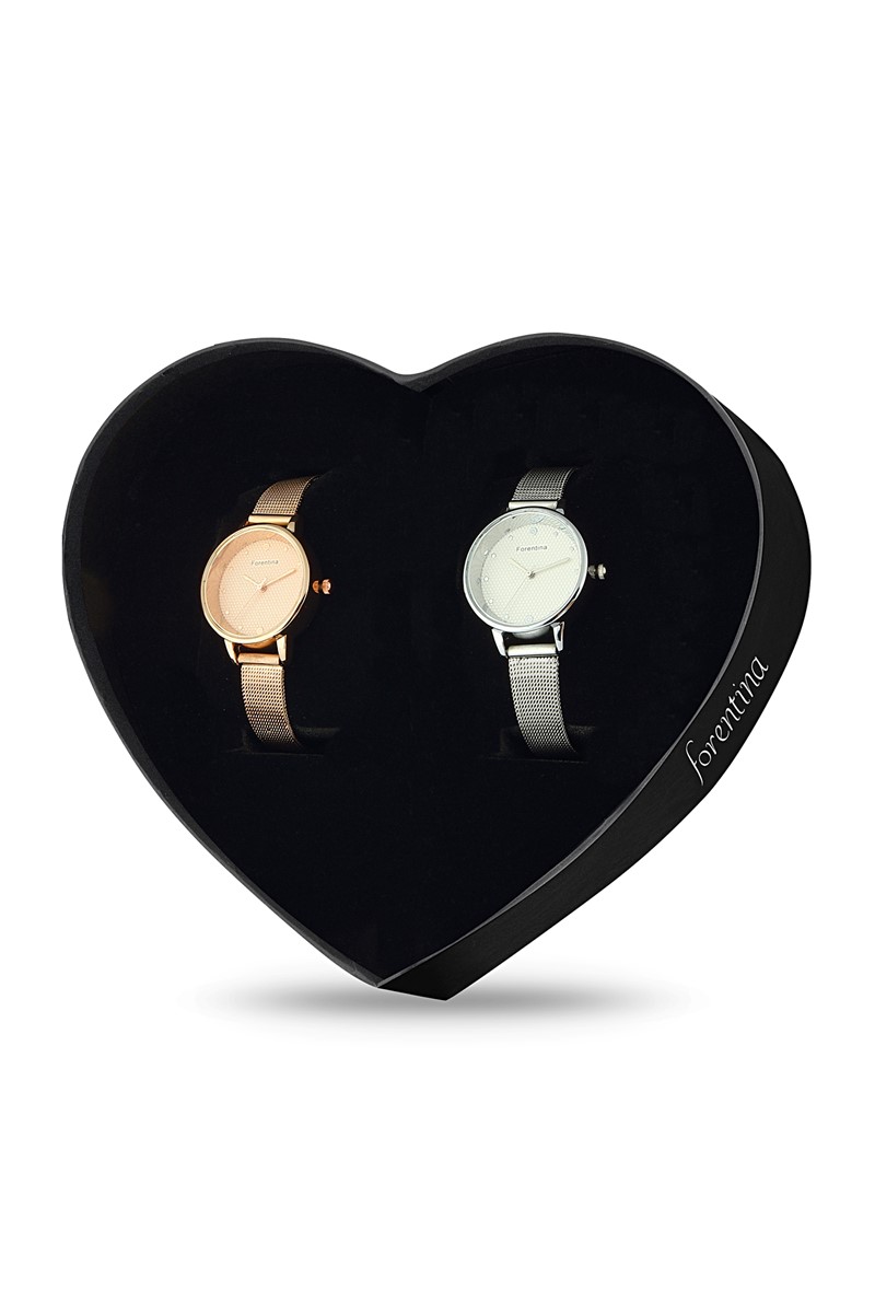 Forentina Kadın Çift Hasır Kol Saati  Kombin Set PS2192