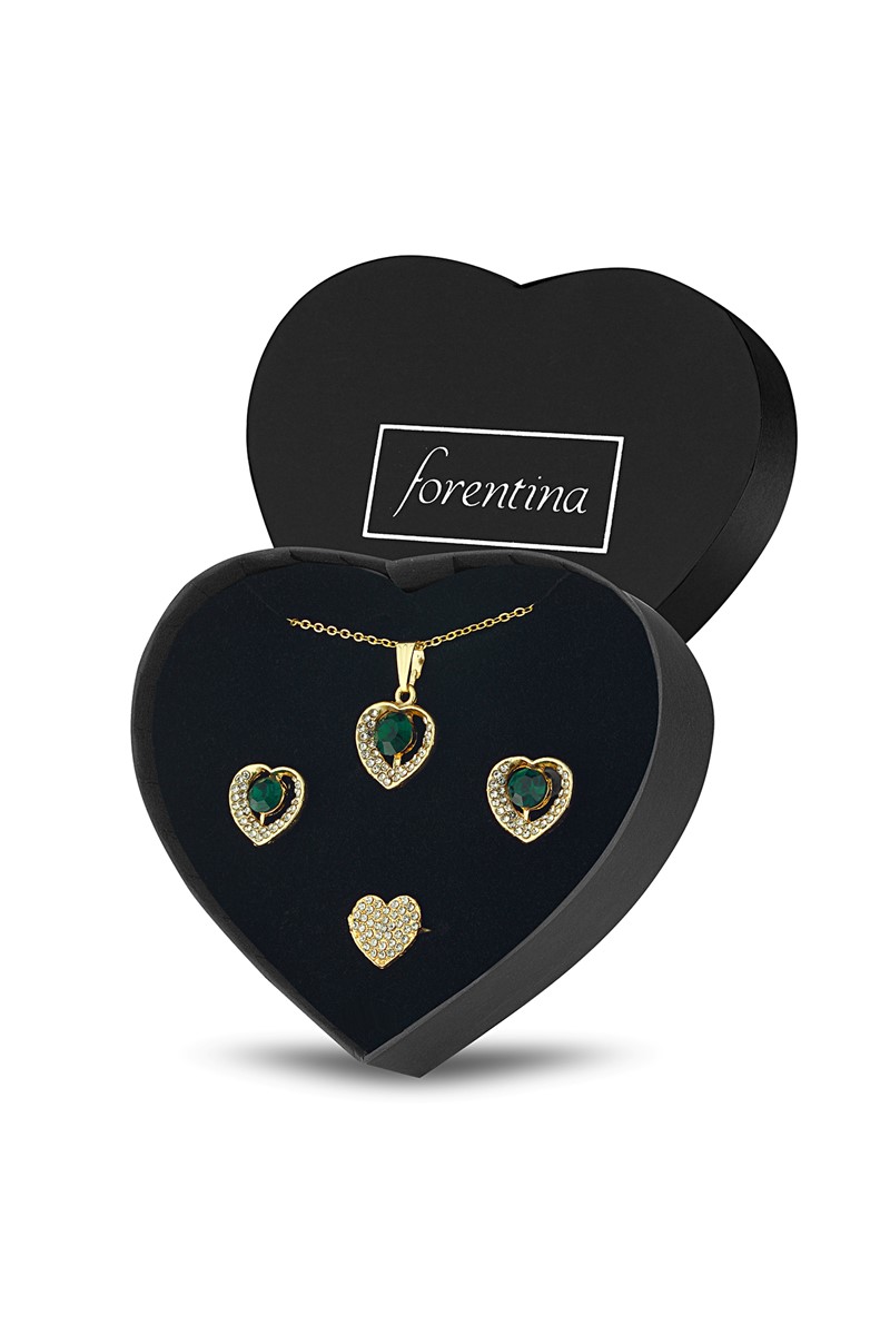 Forentina Altın Kaplama Kalpli Takı Seti PS2216