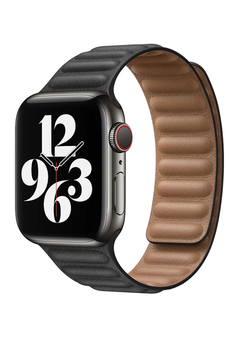 Forentina  İwatch Siyah Deri Mıknatıslı Kordon 42-44 mm Uyumlu PS2253