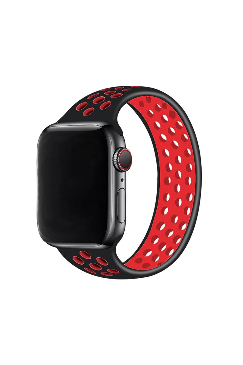 Forentina İwatch Siyah Kırmızı Spor Kordon  42mm 44mm Uyumlu PS2278