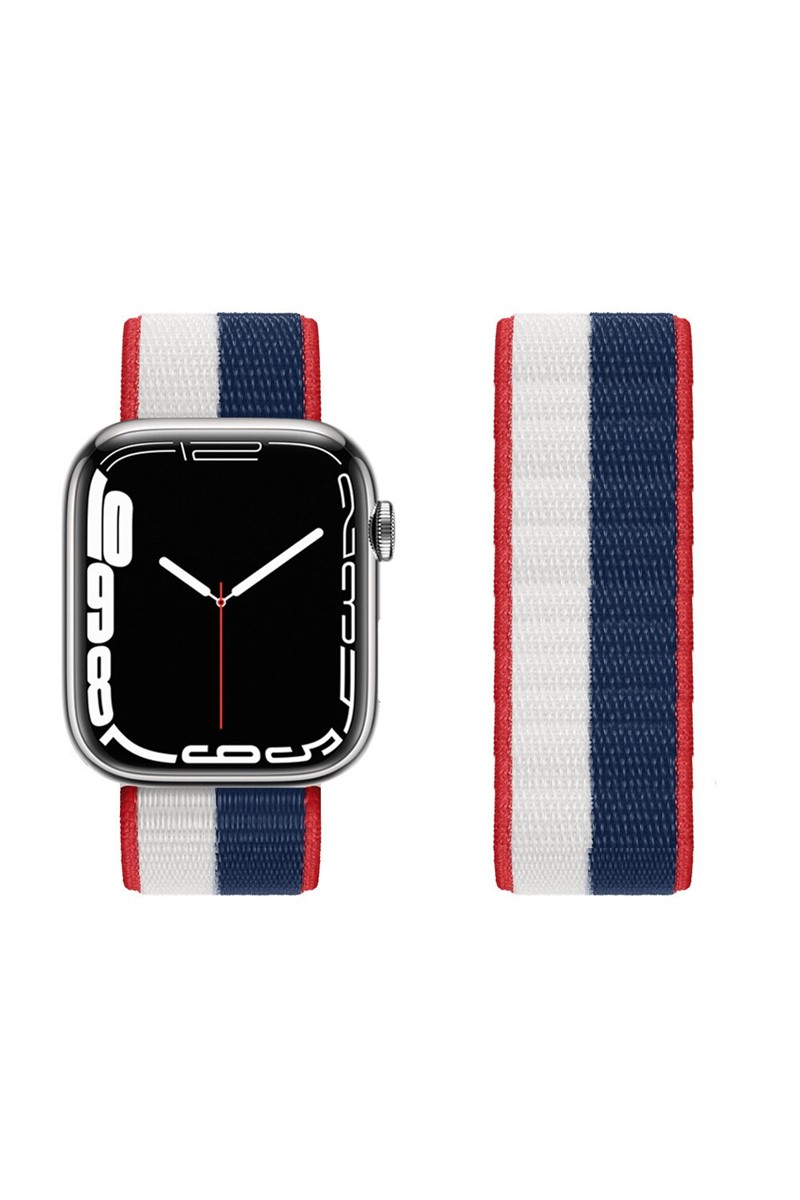 Forentina İwatch Lacivert Beyaz Kumaş Spor Kordon 42mm 44mm Uyumlu PS2283