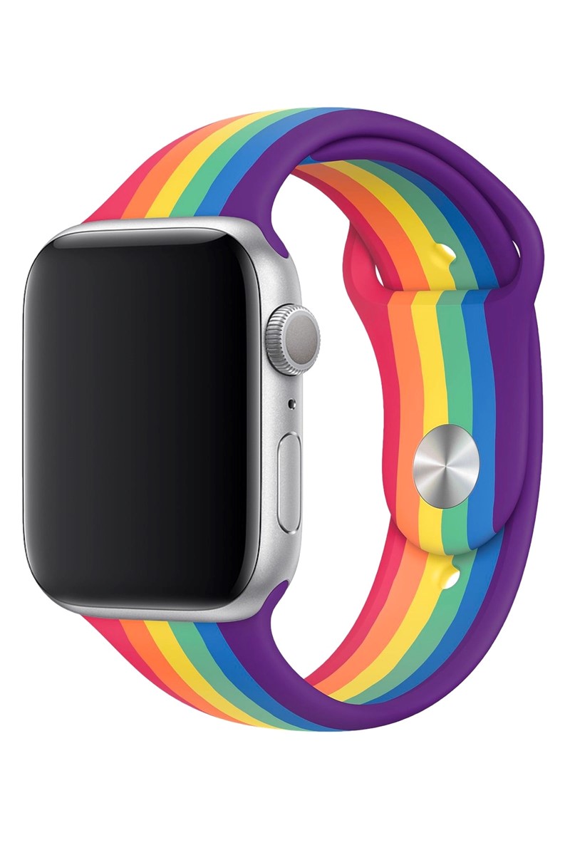 İwatch Gökkuşağı Spor Silikon Kordon 38 mm 40mm Uyumlu PS2284