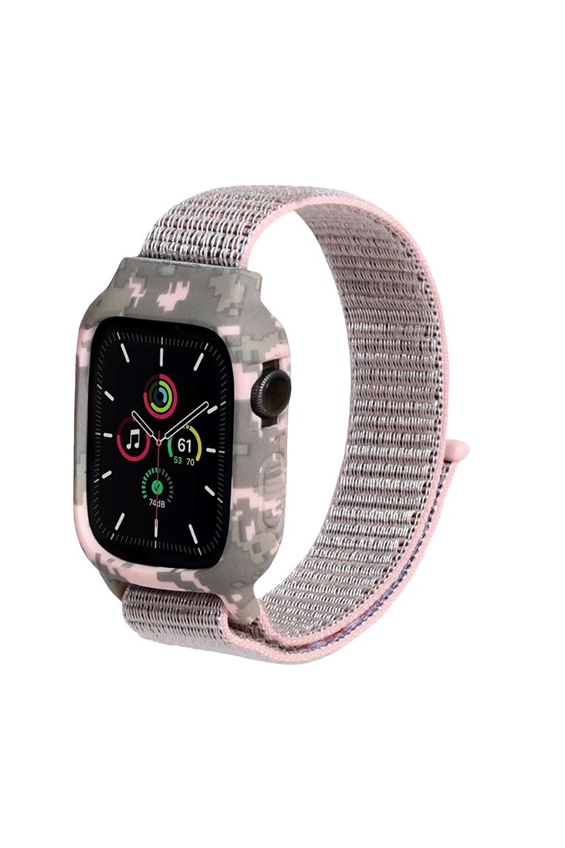 İwatch 38/40MM Çerçeve Korumalı Kamuflaj Desenli Spor Loop Kordon PS2289