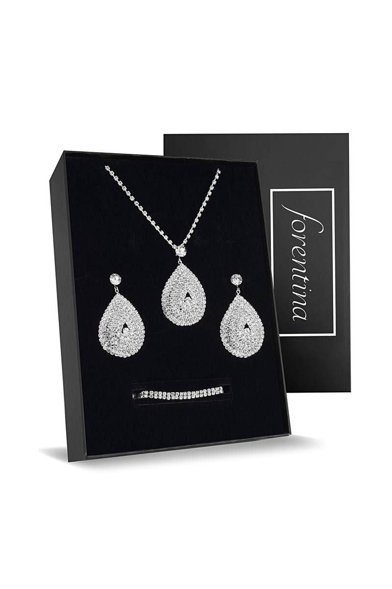 Forentina Gümüş Kaplama Zirkon Taşı Düğün Seti PS2316