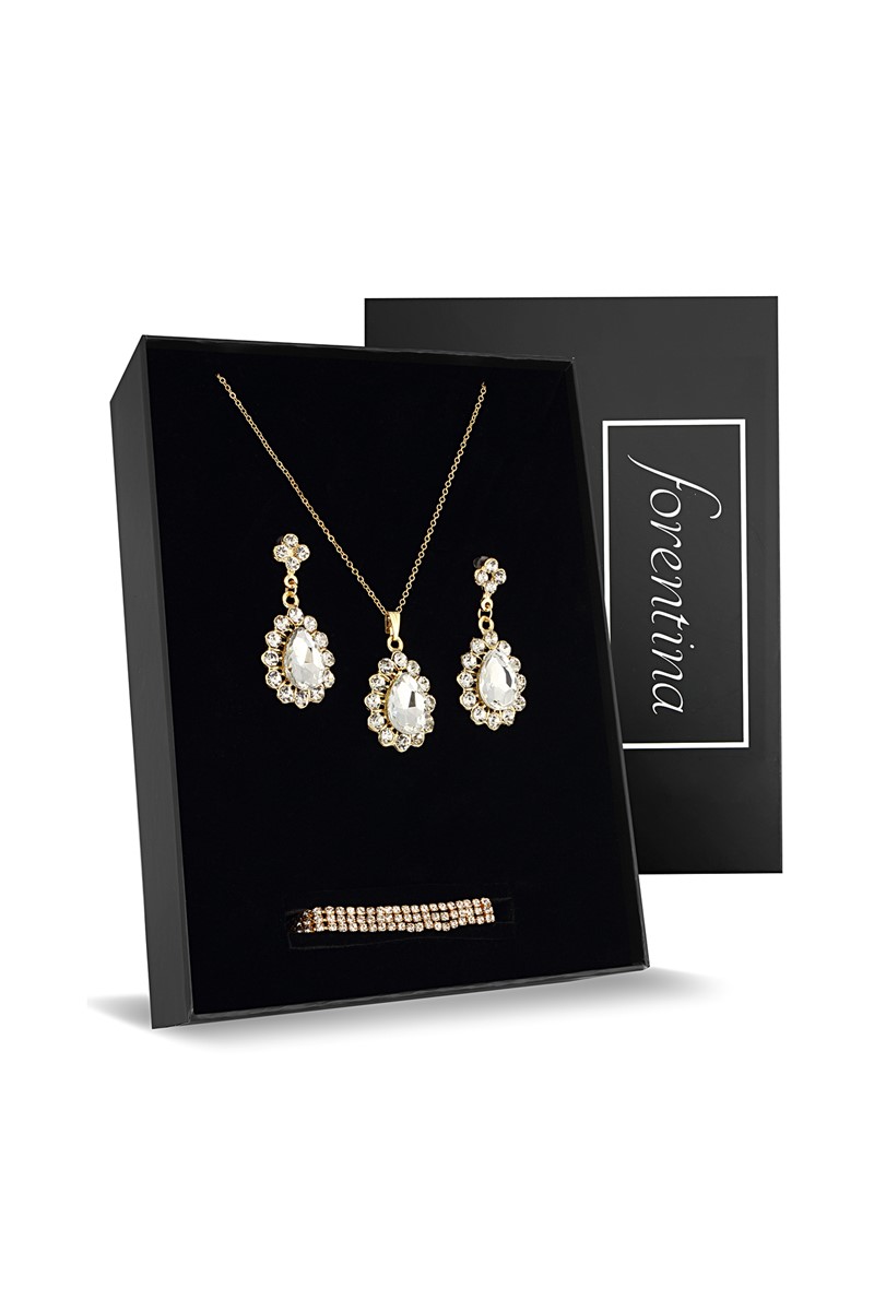 Forentina Altın Kaplama Kolye Küpe Bileklik Hediye Set PS2318