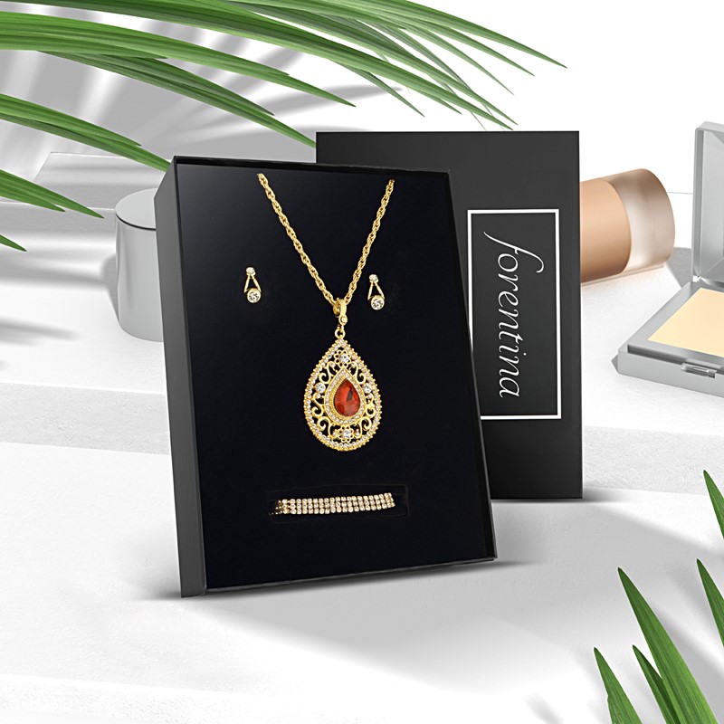 Forentina Altın Kaplama Kolye Küpe Bileklik Takı Seti PS2320