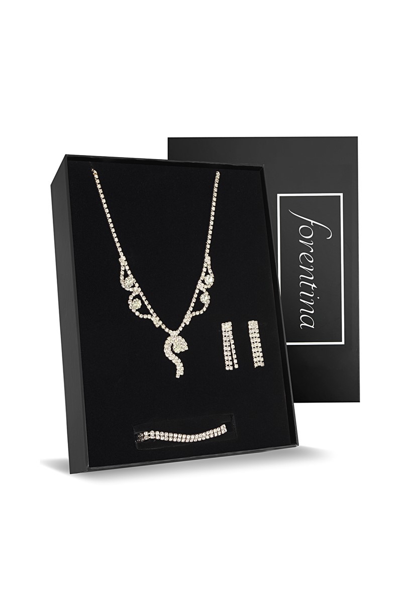 Forentina Gümüş Kaplama Düğün Takı Seti PS2325