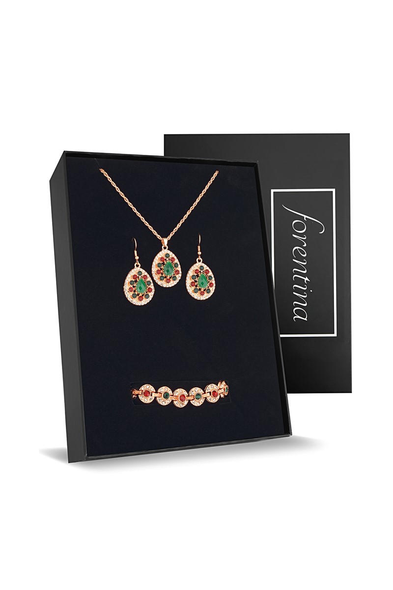 Forentina Rose Kolye Küpe Bileklik Takı Seti PS2330