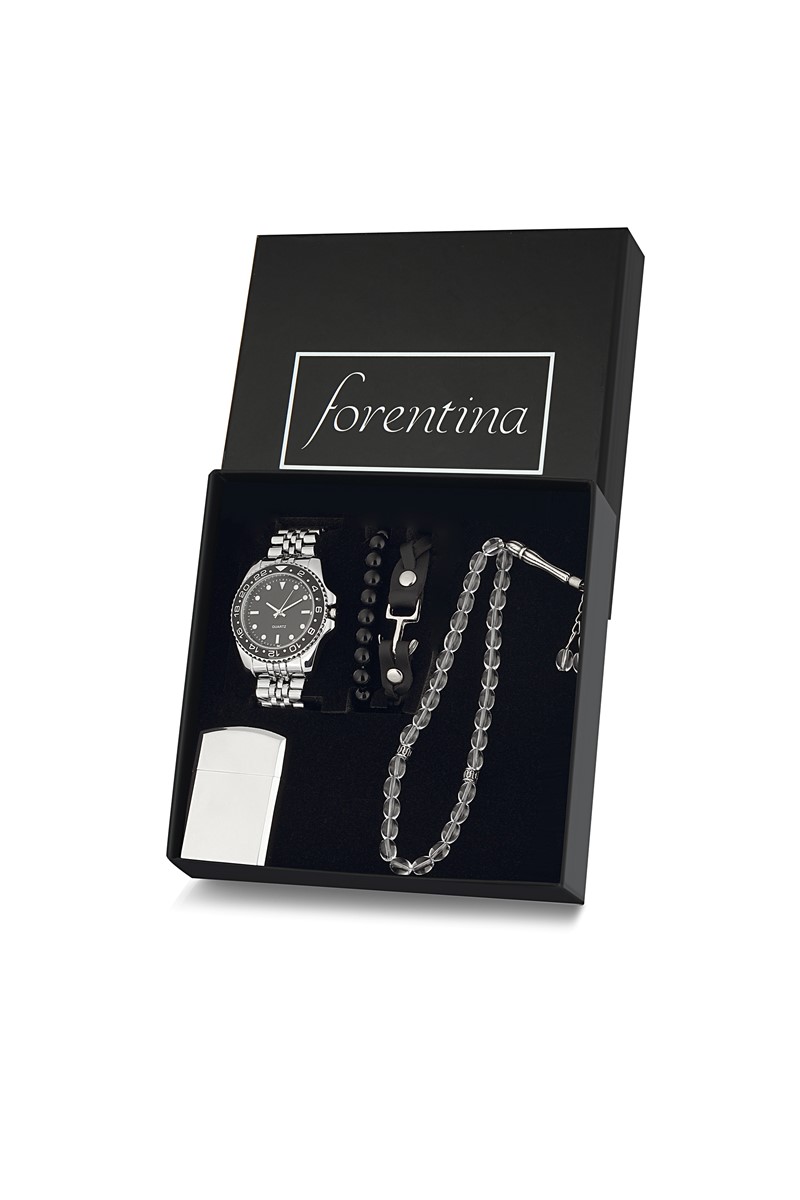 Forentina Erkek Metal Kol Saati Bileklik Tesbih Çakmak Kombin PS2363