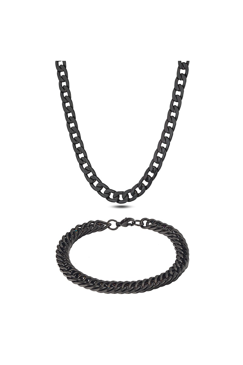 Forentina Erkek Çelik Zincir Bileklik Takı Seti PS2367