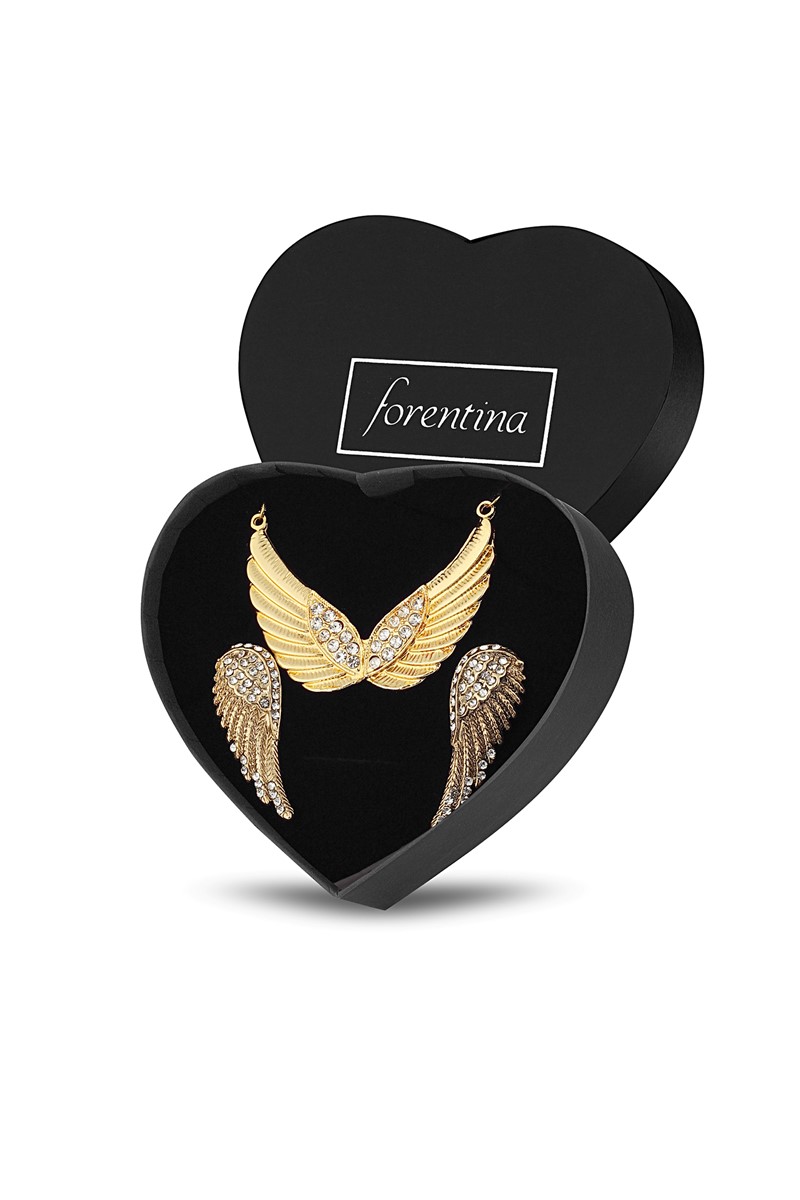 Forentina Melek Kanadı Kolye Küpe Takı Seti PS2391