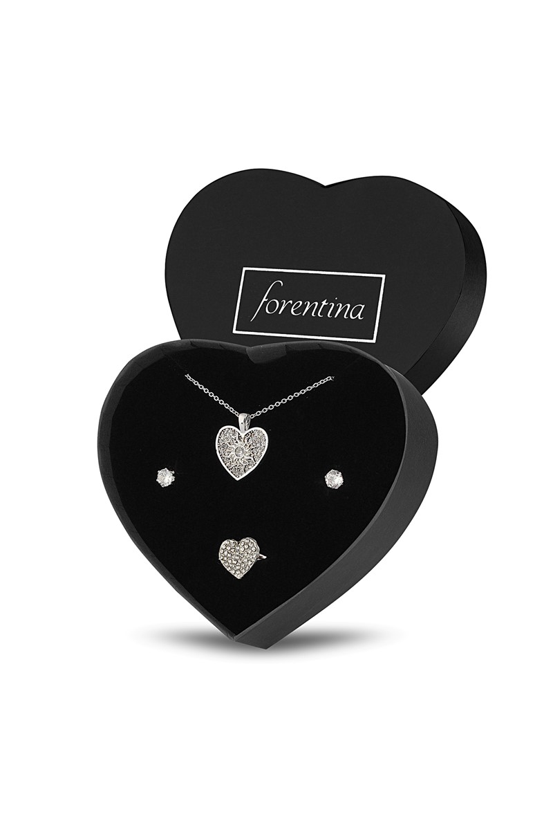 Forentina Kalpli Kolye Küpe Yüzük Takı Seti PS2403