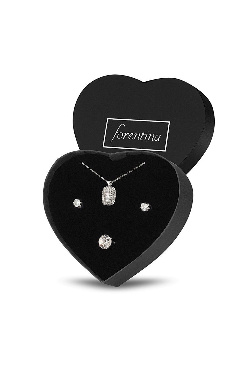 Forentina Zirkon Taşlı Kolye Tekaş Küpe Takı Seti PS2406