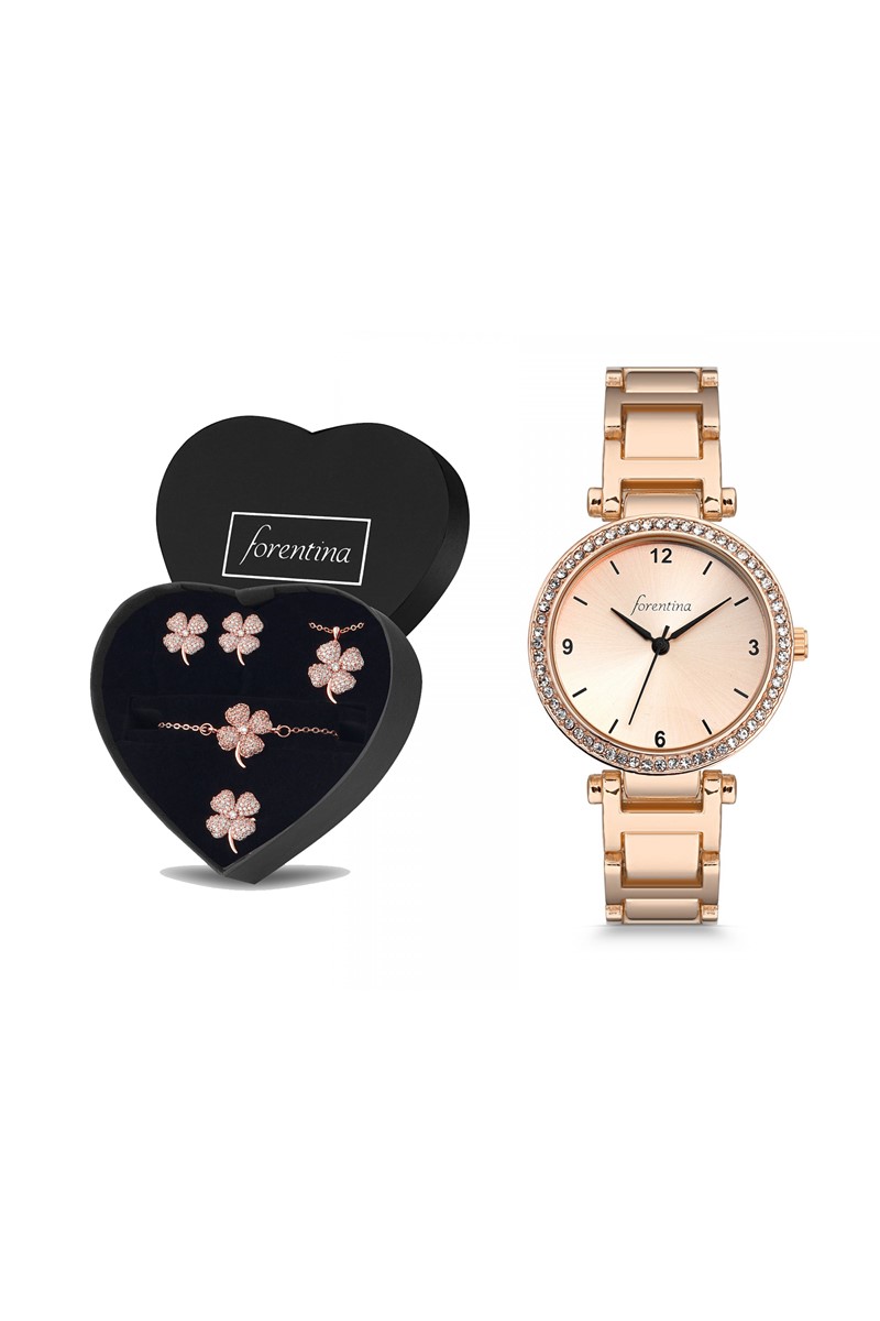 Forentina Bayan Rose Metal Kol Saati - Yonca Takı Seti PS2454