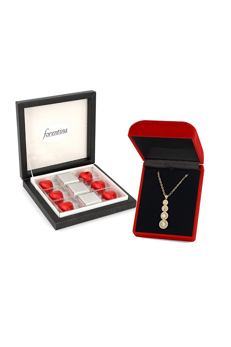 Forentina Altın Kaplama Tria Kolye Çikolata Hediye Set PS2494