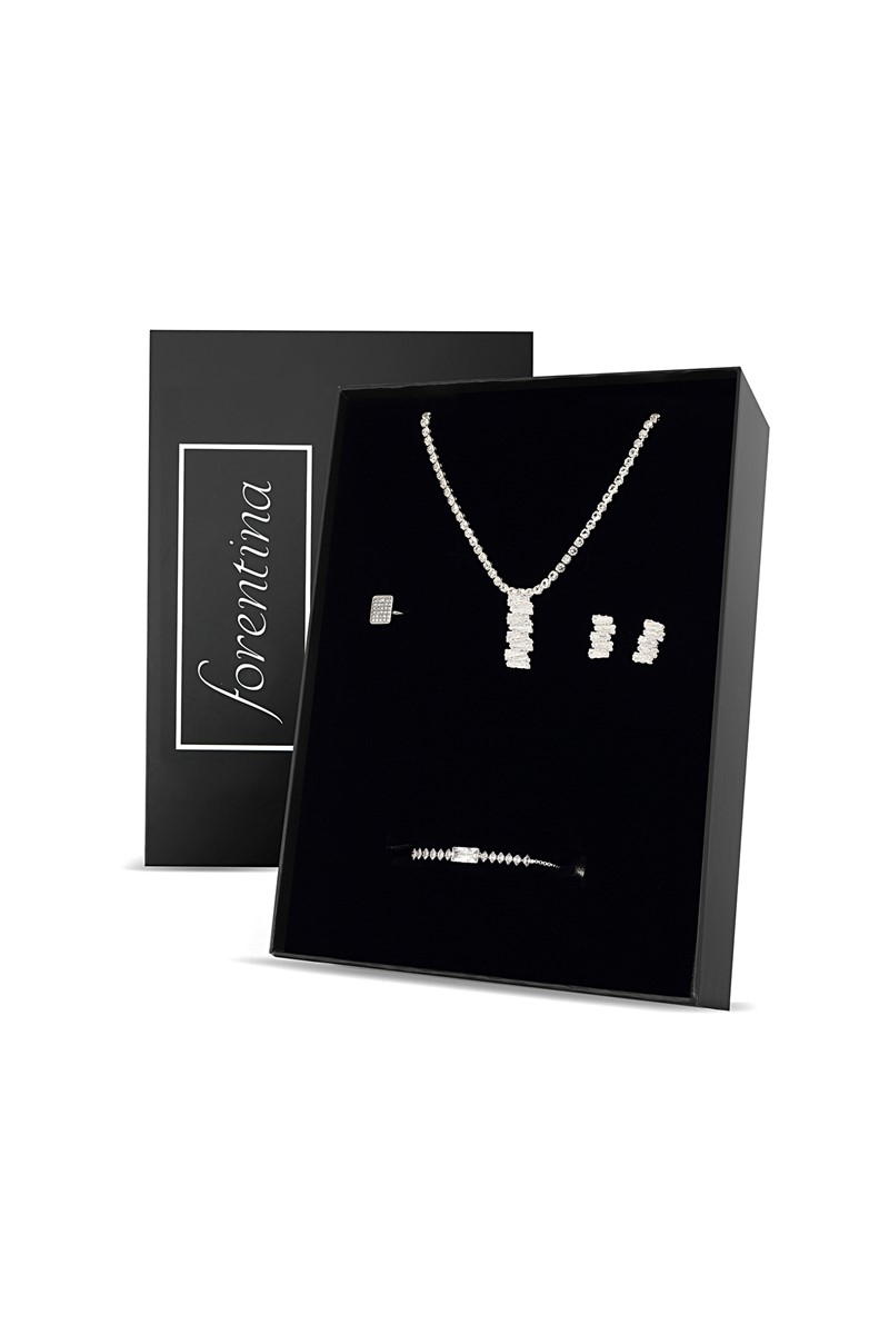 Forentina Gümüş Kaplama Zirkon Taşlı Düğün Seti PS2500