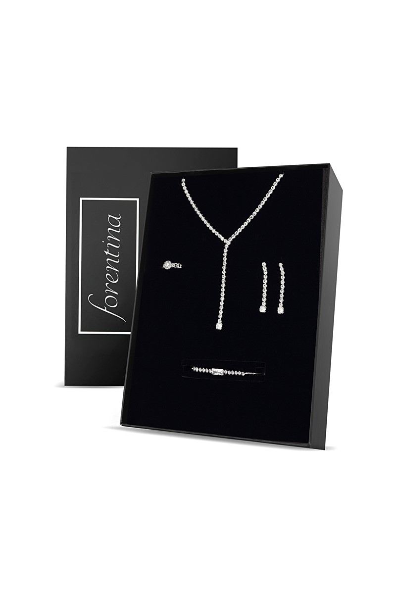 Forentina Zirkon Taşlı  Su Yolu Düğün Seti PS2501