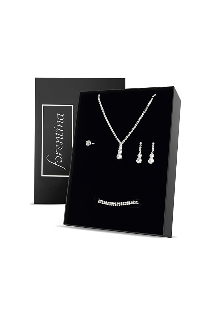 Forentina Gümüş Kaplama Su Yolu Düğün Takı Seti PS2502