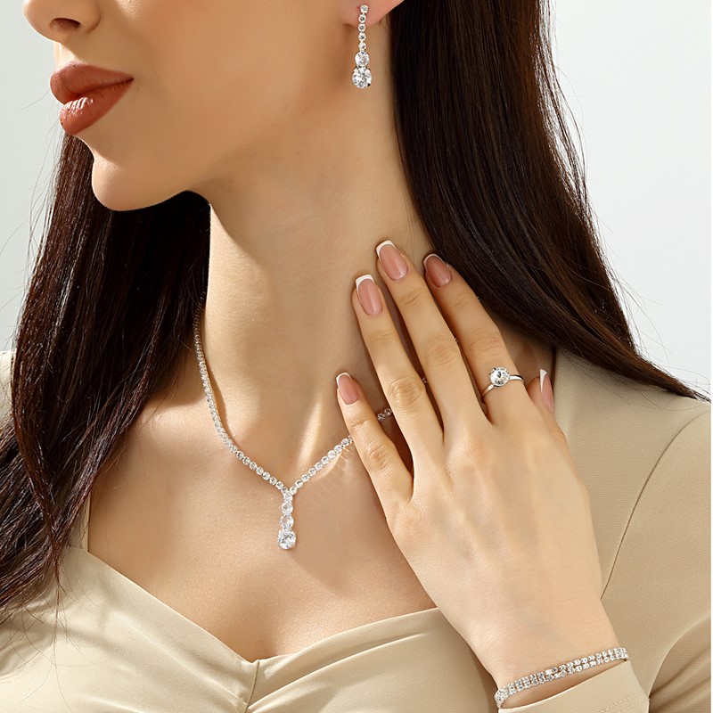 Forentina Gümüş Kaplama Su Yolu Düğün Takı Seti PS2502