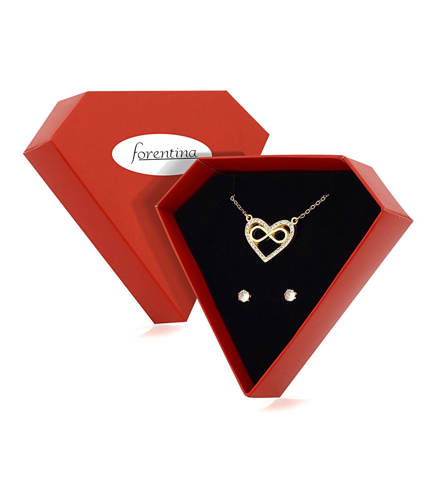 Forentina Kalpli Kolye Tektaş Küpe Takı Seti PS2510