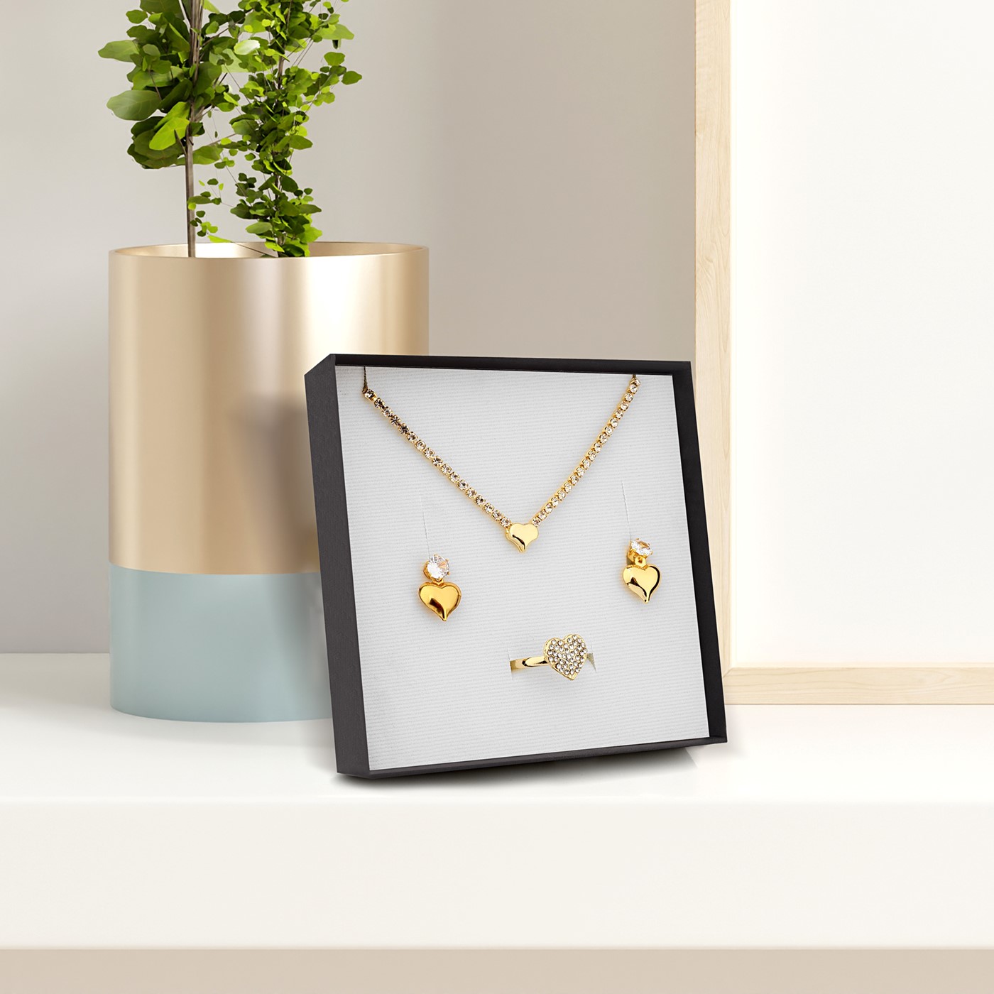 Forentina Kalpli Kolye Küpe Yüzük Takı Seti PS2516