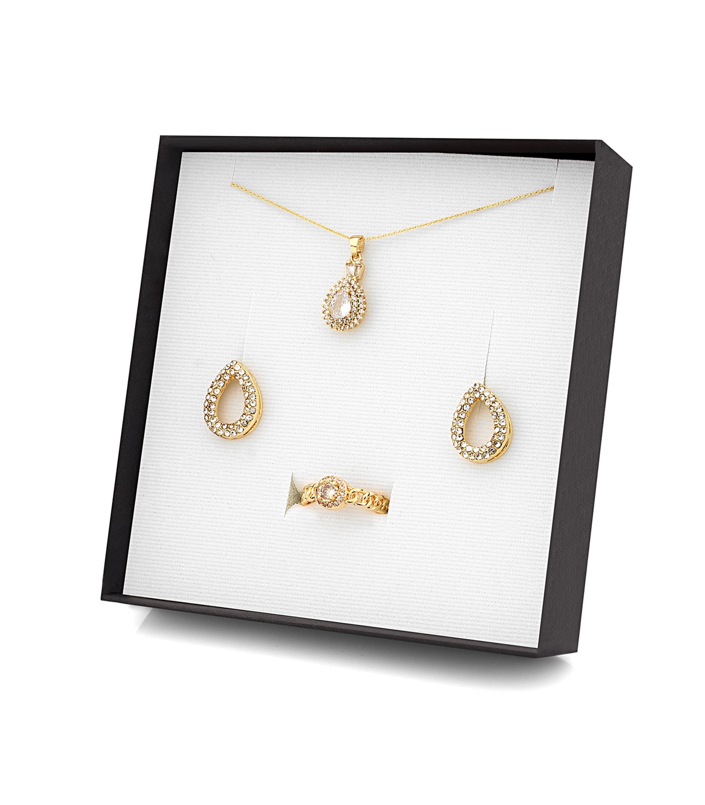 Forentina Zirkon Taşlı Kolye Küpe Yüzük Takı Seti PS2517