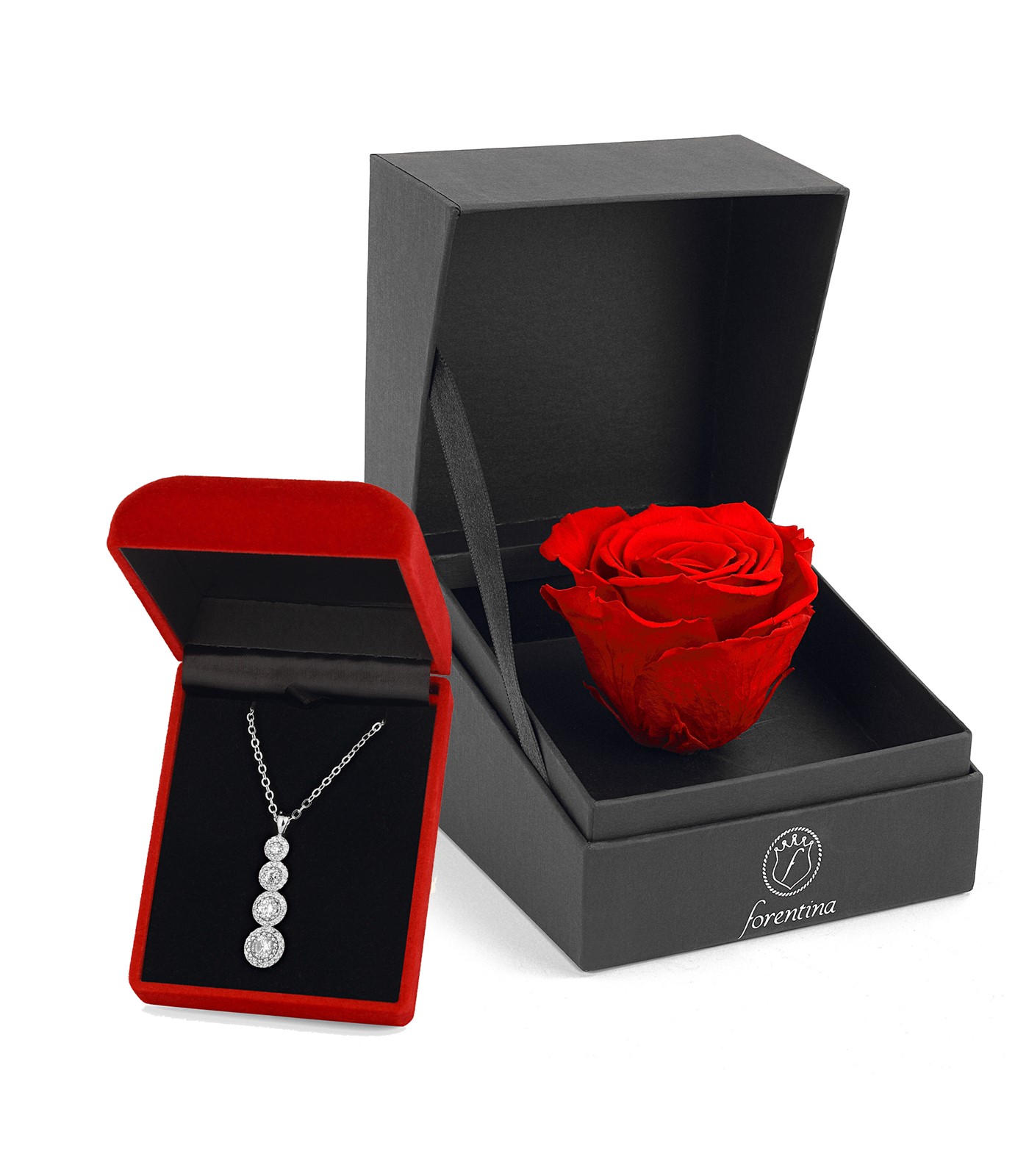 Forentina Tria Kolye - Kırmızı Solmayan Gül Hediye Set PS2535