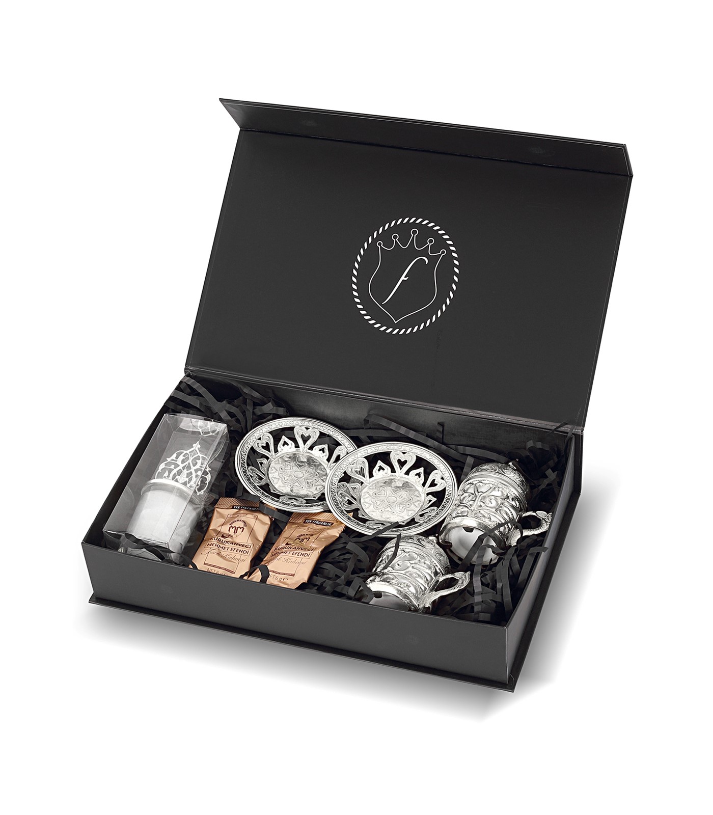 Forentina Antep İşlemeli Kahve Fincanı Set - Türk Kahvesi -Mum Hediye Seti PS2547