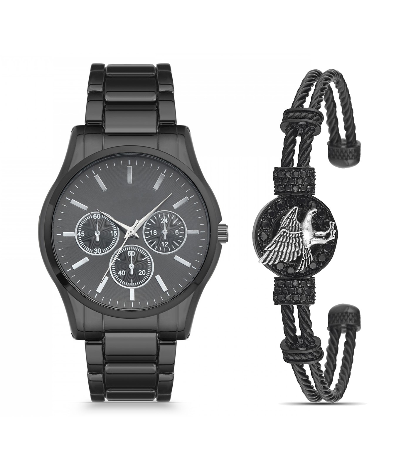 Forentina Erkek Siyah Metal Kol Saati  - Kartal Bileklik PS2554