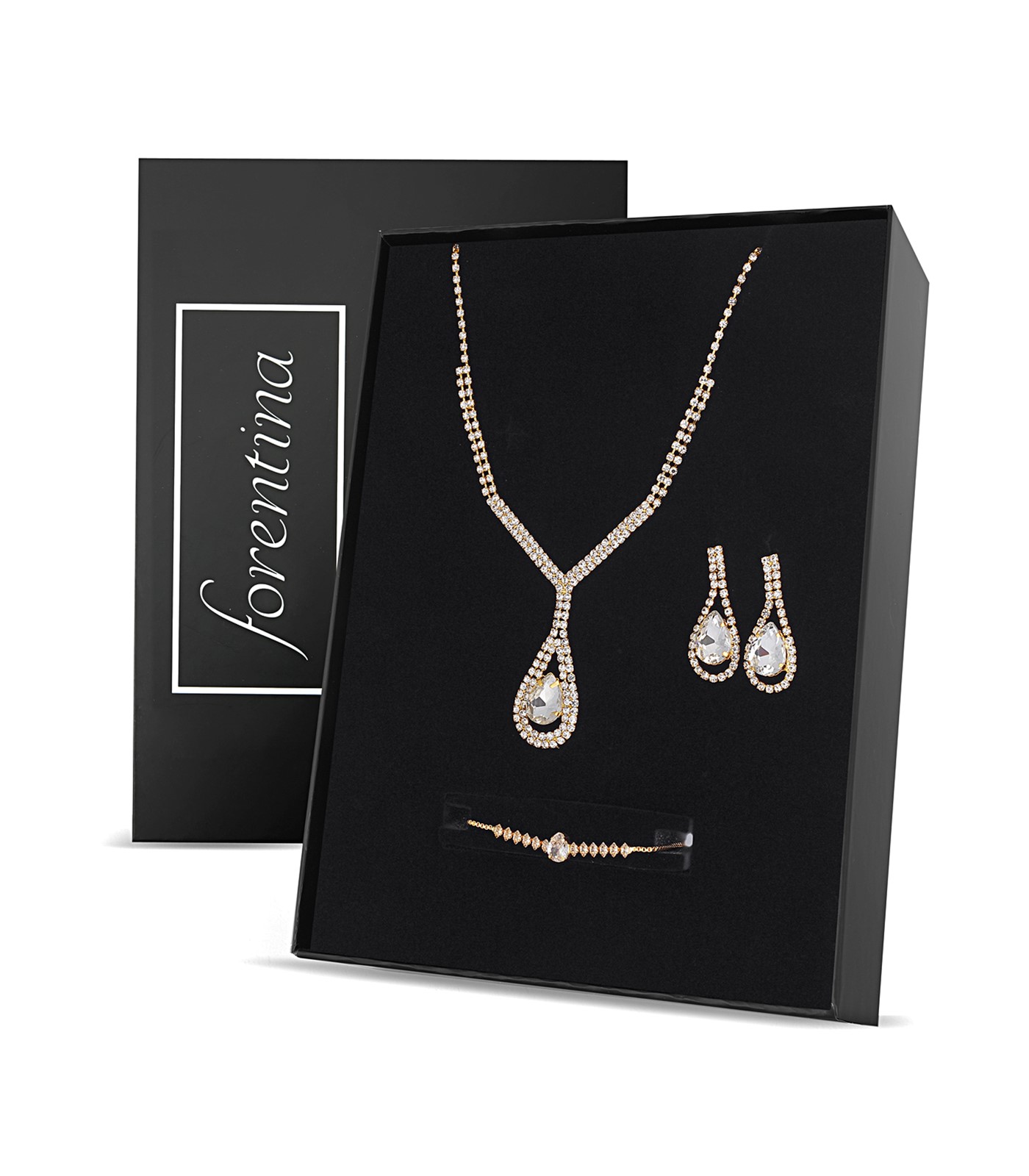 Forentina Altın Kaplama Zİrkon Taşlı Düğün Takı Seti PS2560