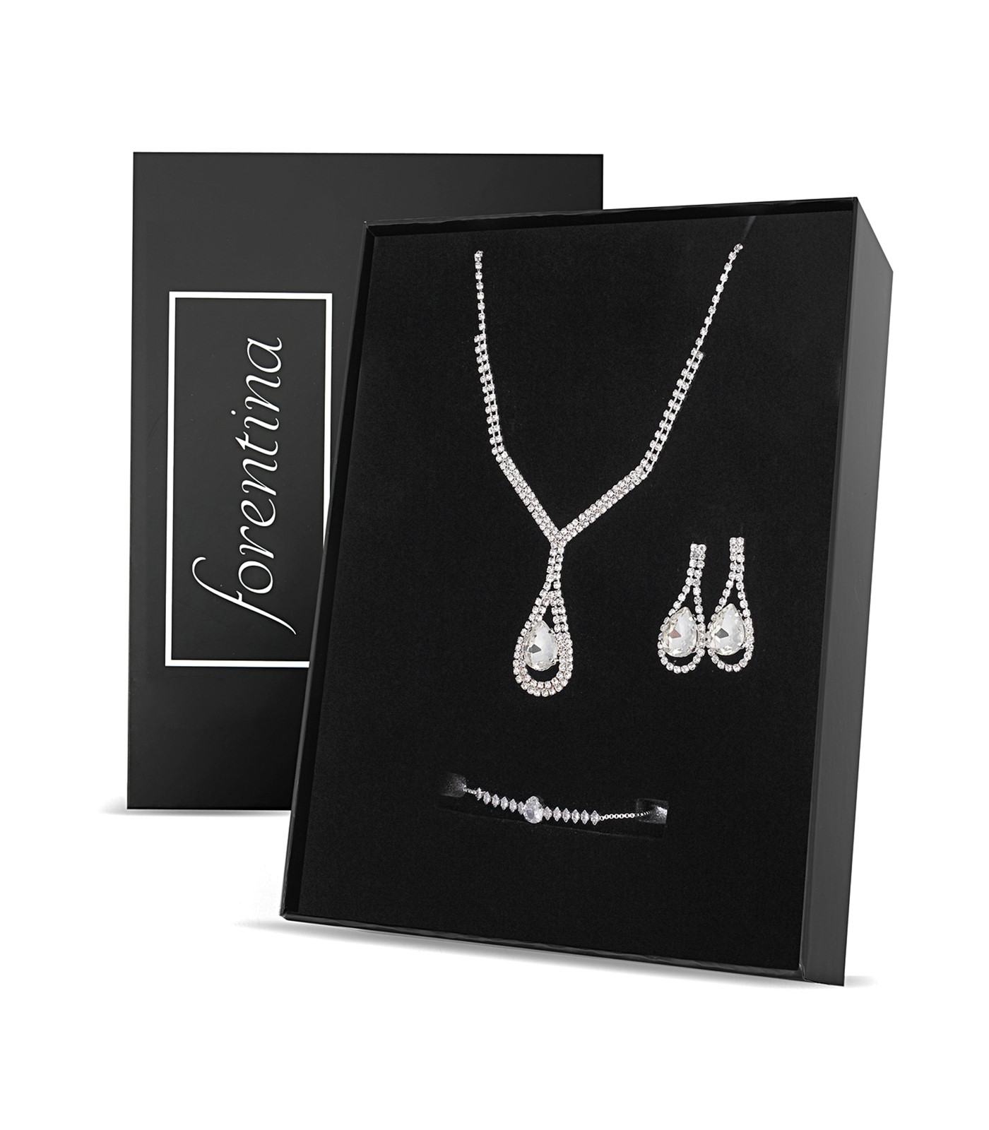 Forentina Zirkon Taşlı Gümüş Kaplama Düğün Seti PS2562