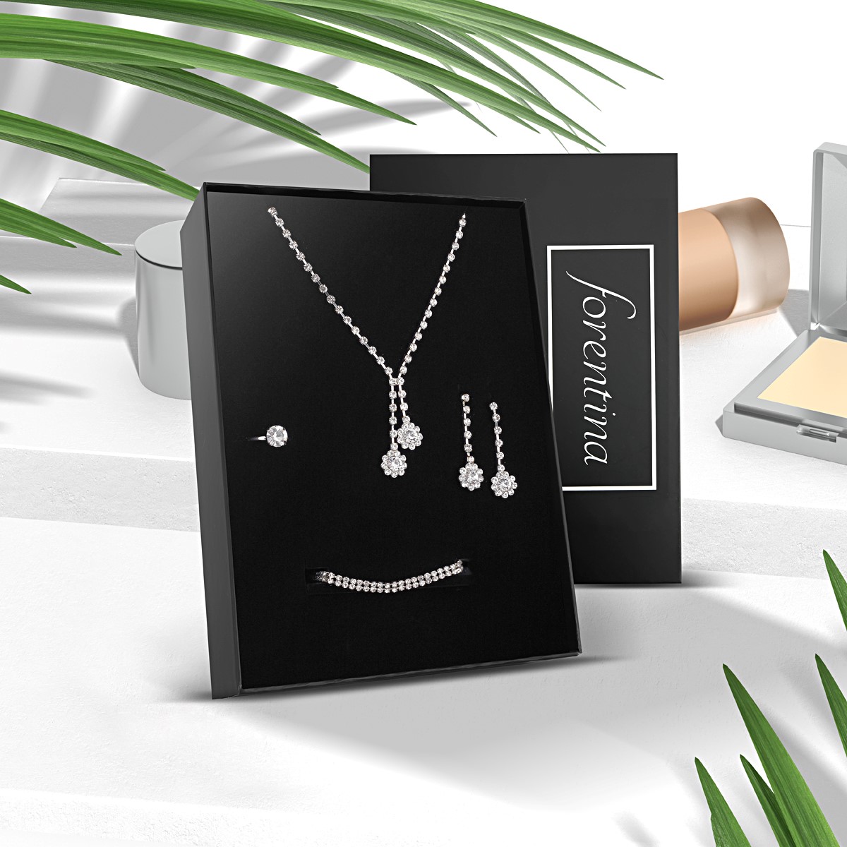 Forentina Gümüş Kaplama Zirkon Taşlı Takı Seti PS2564