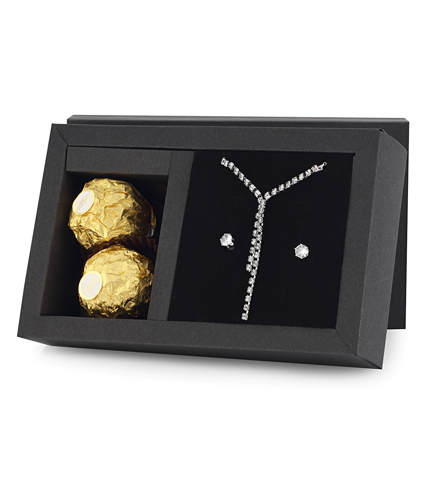 Forentina Beyaz Su Yolu Kolye Küpe Çikolata Hediye Set PS2623