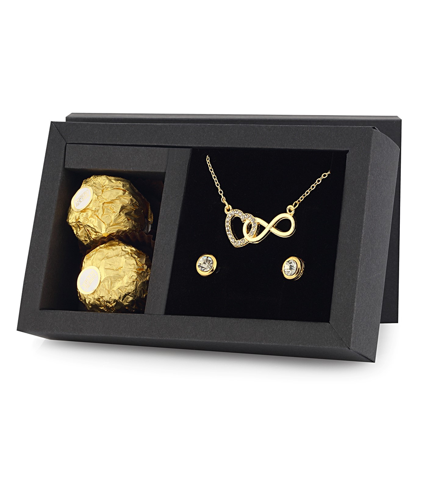 Forentina Kalpli Kolye Küpe Çikolata Hediye Set PS2626