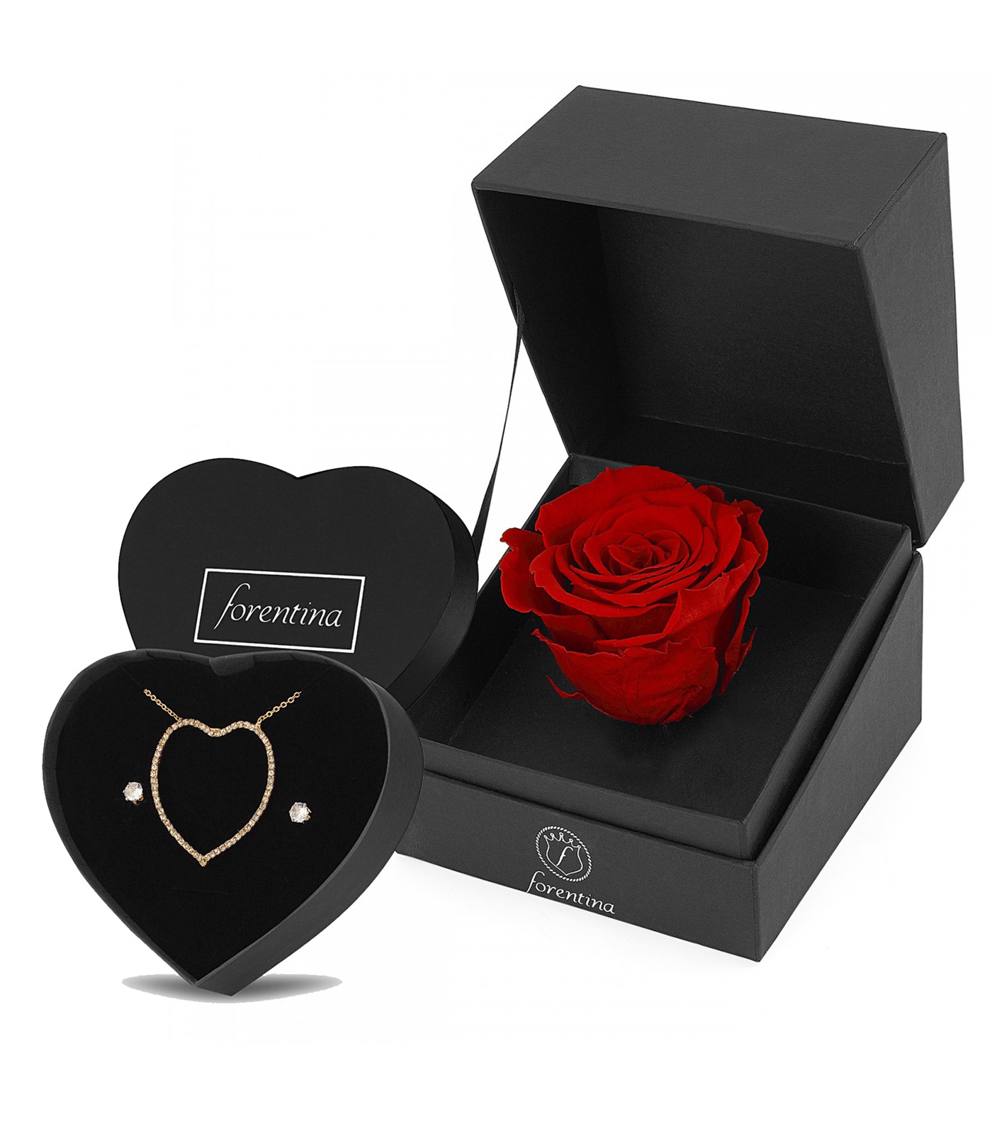 Forentina Kalpli Takı Seti Kırmızı Solmayan Gül Hediye Set PS2642