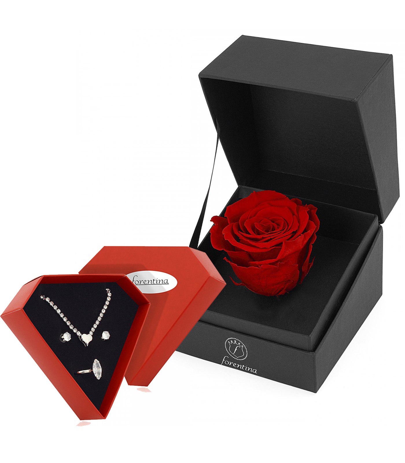 Forentina Kalpli Takı Seti Kırmızı Solmayan Gül Hediye Set PS2645