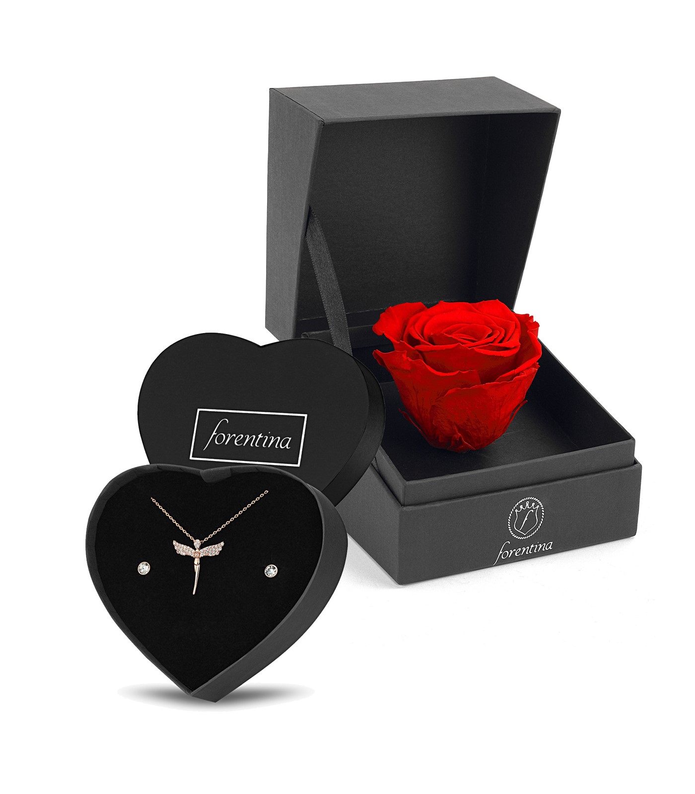 Forentina Melek Takı Seti Kırmızı Solmayan Gül Hediye Set PS2666