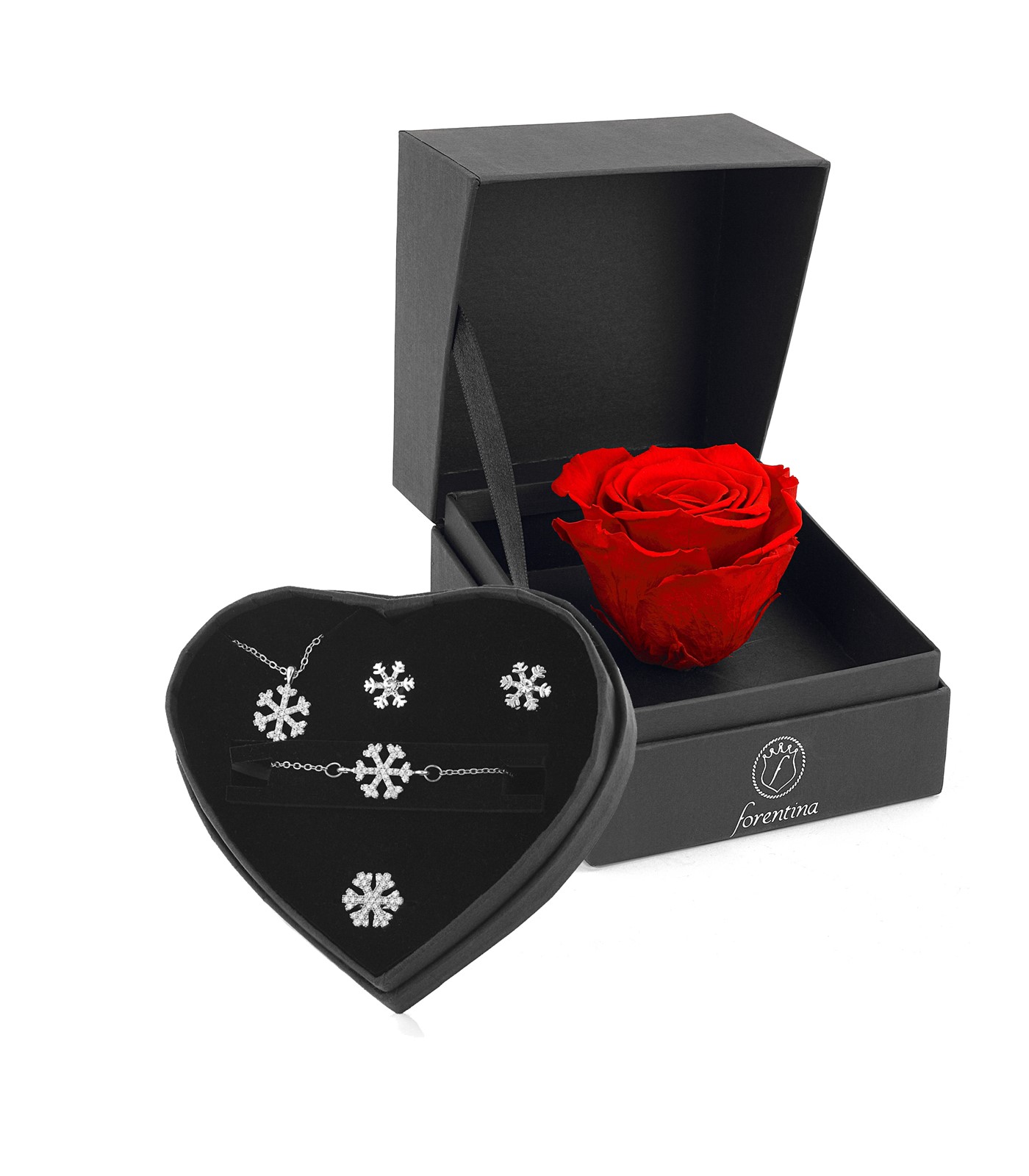 Forentina Beyaz Kartanesi Takı Seti Kırmızı Solmayan Gül Hediye Set PS2667