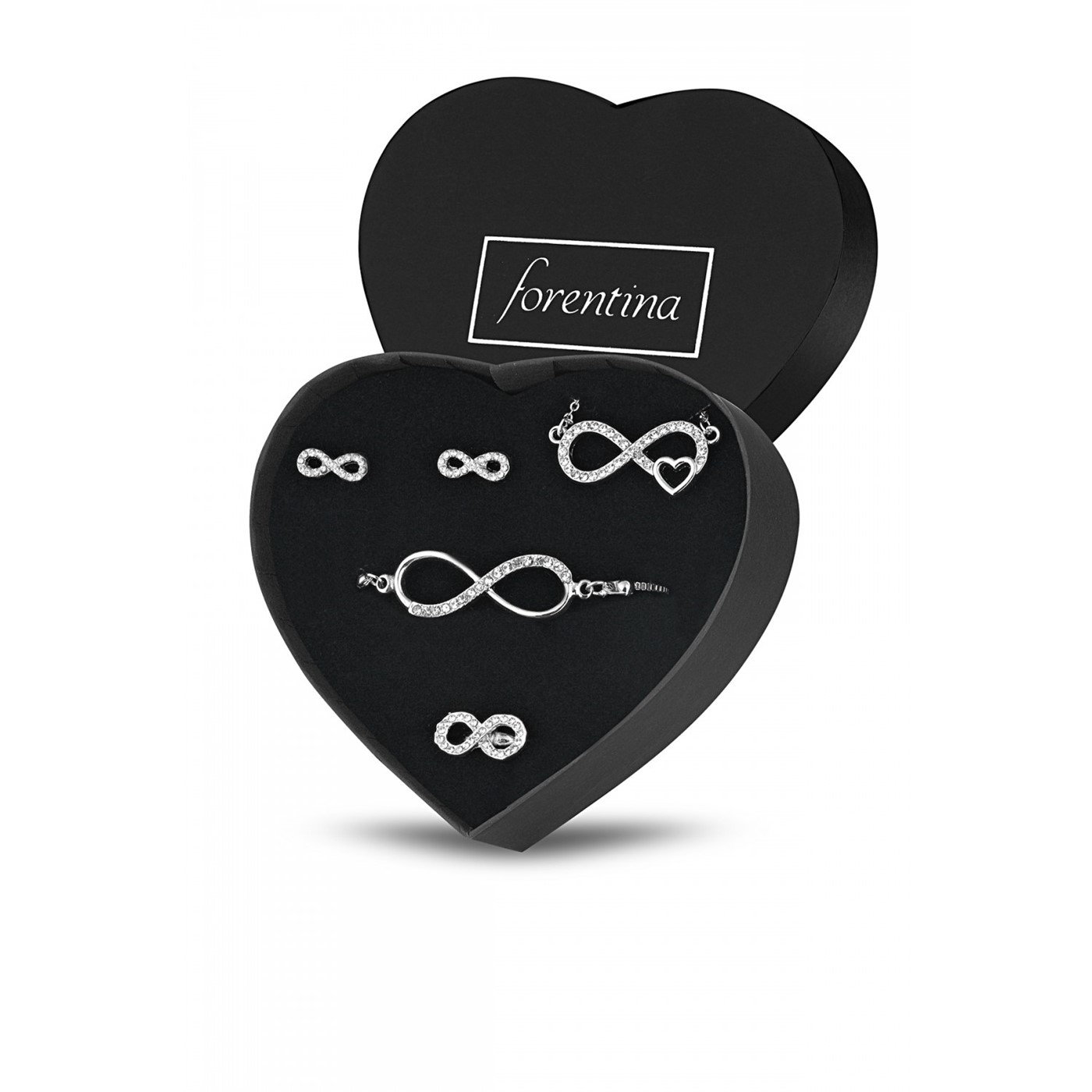 Forentina Beyaz Güllü Kutuda Beyaz Bayan Kol Saati - Sonsuzluk Takı Seti PS2694