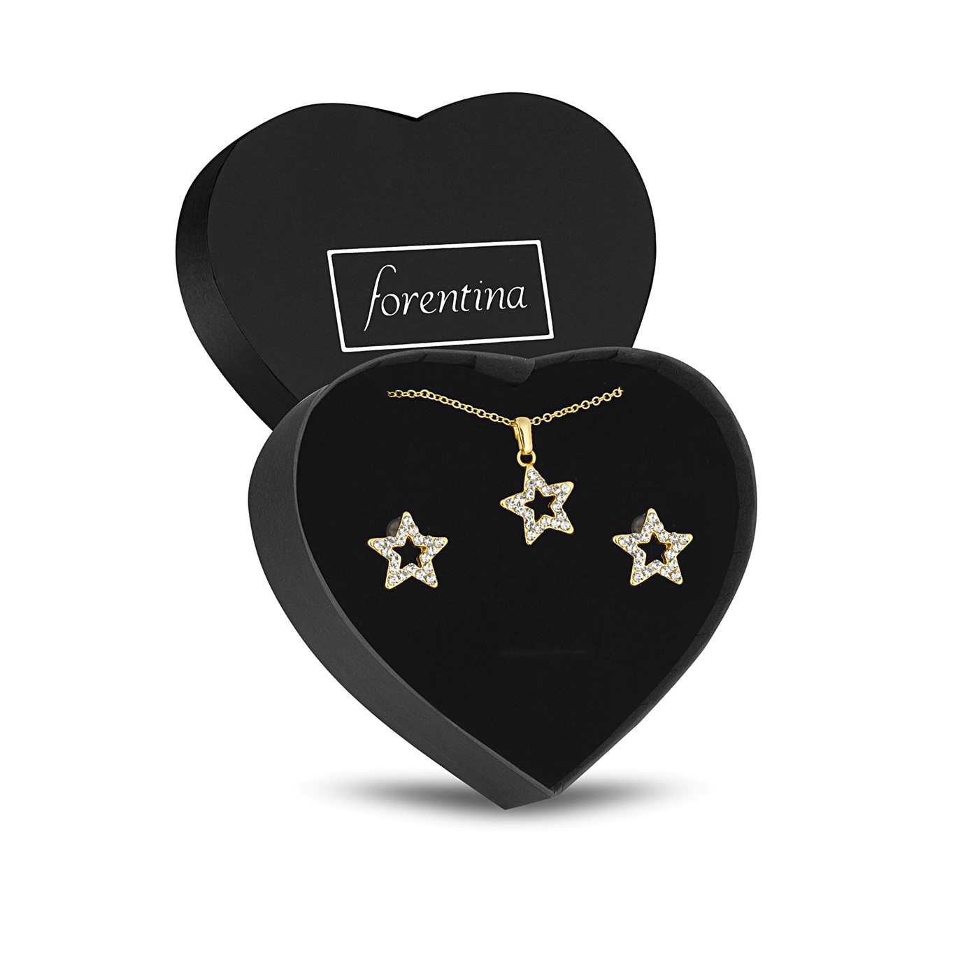 Forentina Altın Kap. Yıldız Kolye Küpe Takı Seti PS2704