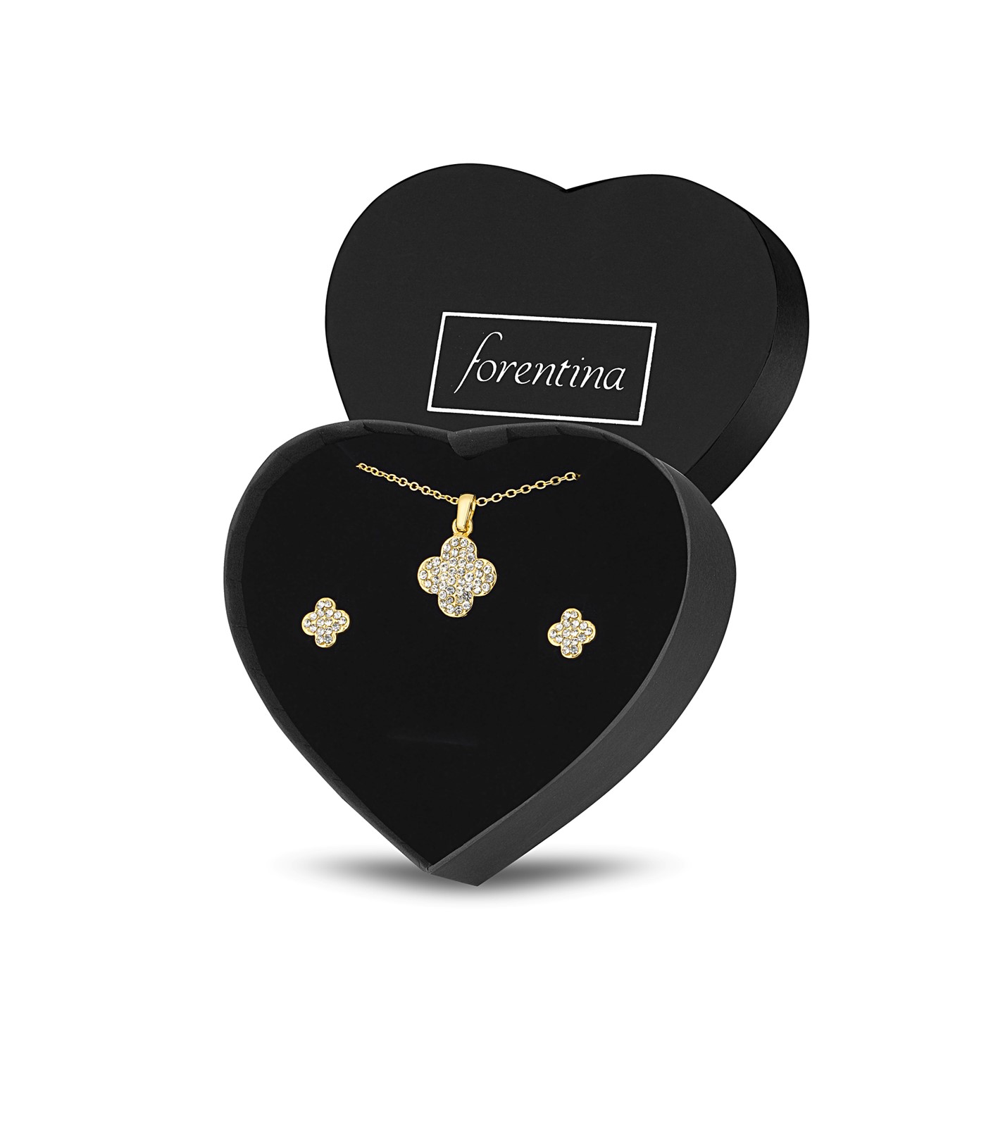 Forentina Altın Kap. Yonca Kolye Küpe Takı Seti PS2706