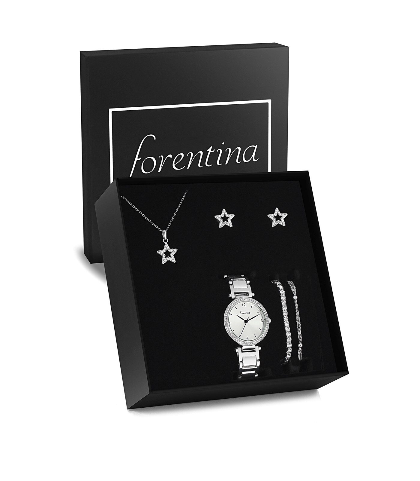 Forentina Yıldız Kolye Küpe Bileklik Saat - Hediye Seti PS2717